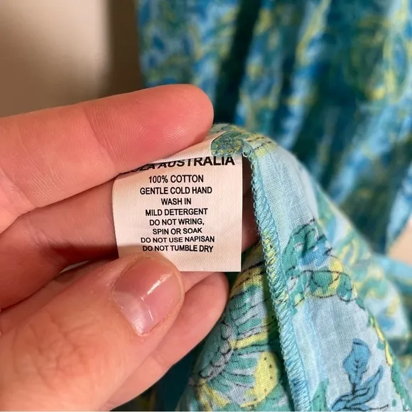 Lola Australia Sapphire Cotton Maxi, Paisley Turquoise Size Small