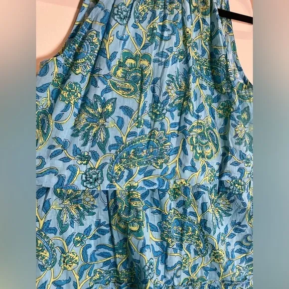 Lola Australia Sapphire Cotton Maxi, Paisley Turquoise Size Small