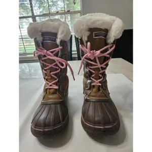 London Fog Girls Beckenham Cold Weather Snow Boots Tan Pink Size 3