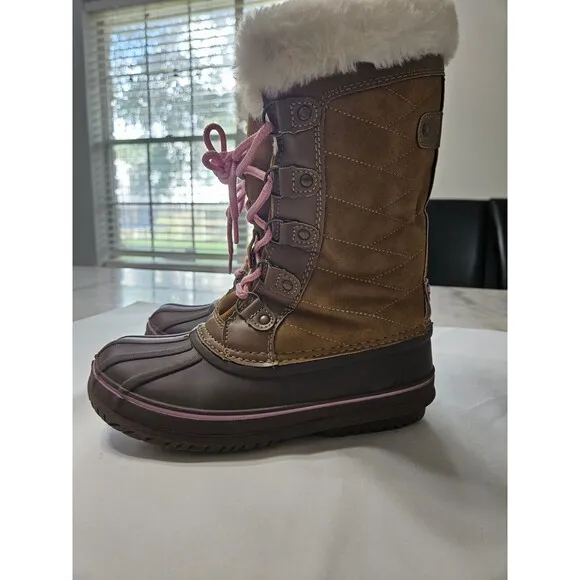 London Fog Girls Beckenham Cold Weather Snow Boots Tan Pink Size 3