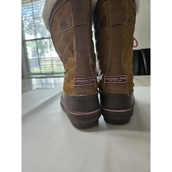 London Fog Girls Beckenham Cold Weather Snow Boots Tan Pink Size 3