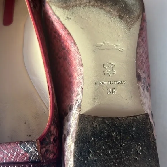 🥰😍LONGCHAMP Snake Print Leather Ballet Flats Flap Front Women's 36 EU / 6US😎