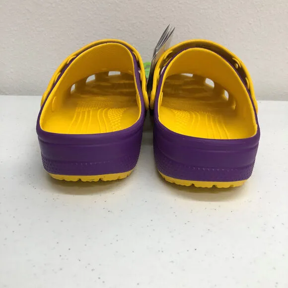 Los Angeles Lakers Crocs Clog Mens 11 Purple Yellow Slides Comfort Sandals NBA