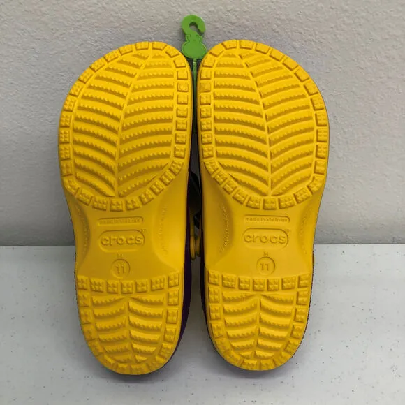 Los Angeles Lakers Crocs Clog Mens 11 Purple Yellow Slides Comfort Sandals NBA