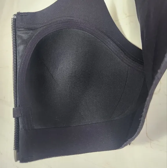 Lululemon Enlite Zip Front High Support Running Sports Bra in Black Size 34B