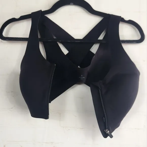 Lululemon Enlite Zip Front High Support Running Sports Bra in Black Size 34B