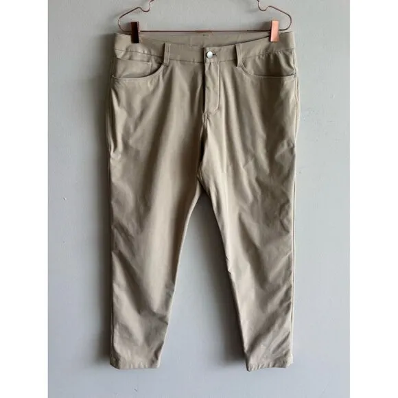 Lululemon Mens ABC Classic Fit 5 Pocket Slim Fit Warpstreme Pants Beige Sz 33