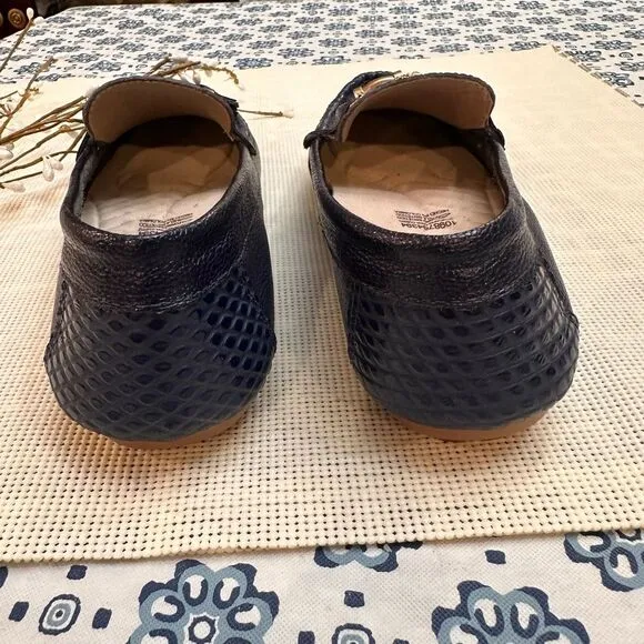 Macondo Wear Amaranta Driver Blue Leather Loafers Python Embossed sz 38/ 7.5-8