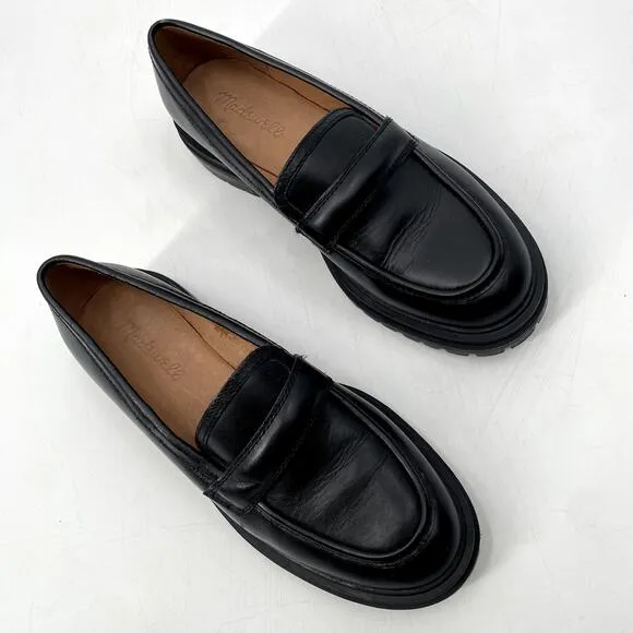 Madewell Black leather Chunky Loafers