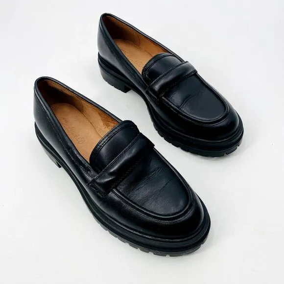 Madewell Black leather Chunky Loafers