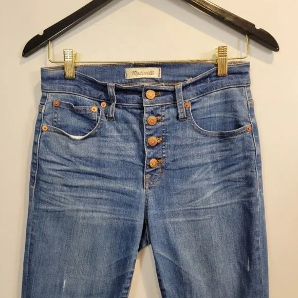 Madewell | Cali Demi Boot Cut Raw Hem Bronson Wash Button-Front Jeans