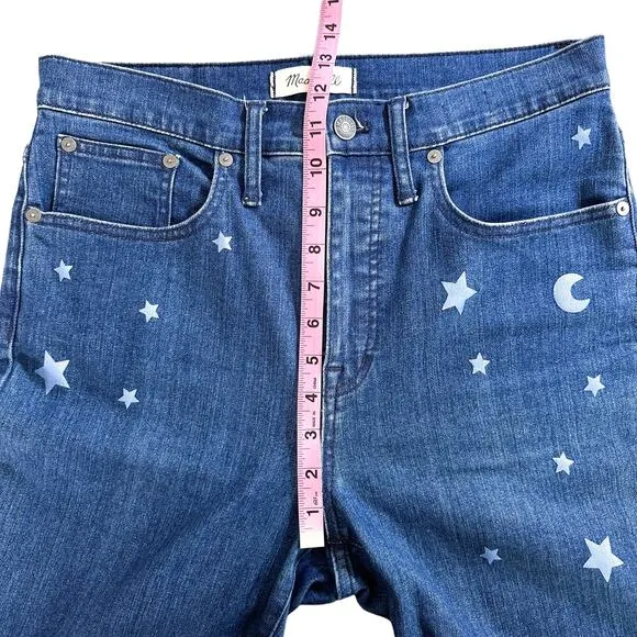 Madewell Cali Demi-Boot Jeans Star Mini Flare High Rise Cropped Jeans Blue 28