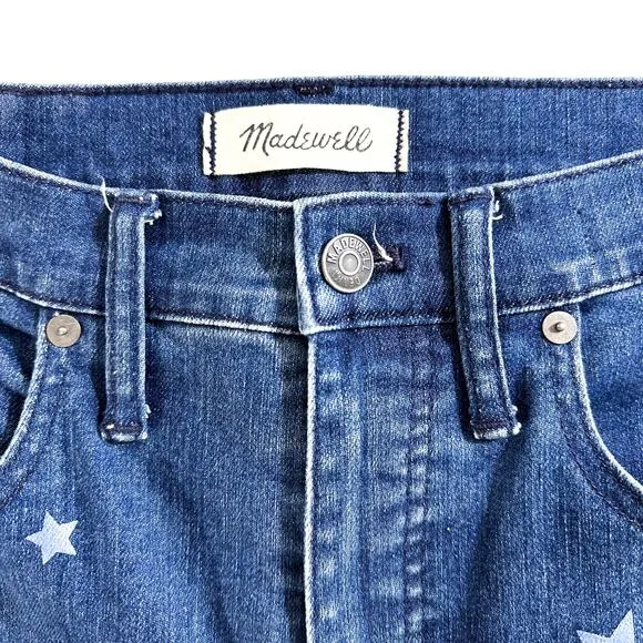 Madewell Cali Demi-Boot Jeans Star Mini Flare High Rise Cropped Jeans Blue 28