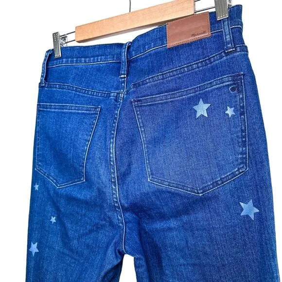 Madewell Cali Demi-Boot Jeans Star Mini Flare High Rise Cropped Jeans Blue 28