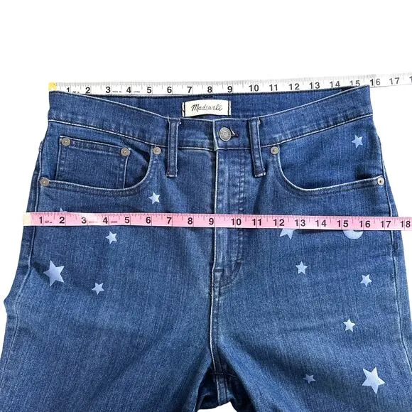 Madewell Cali Demi-Boot Jeans Star Mini Flare High Rise Cropped Jeans Blue 28