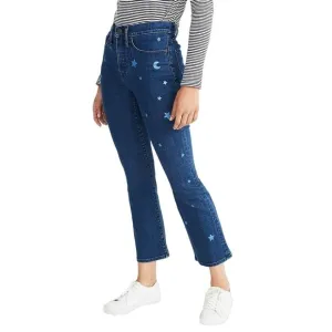 Madewell Cali Demi-Boot Jeans Star Mini Flare High Rise Cropped Jeans Blue 28