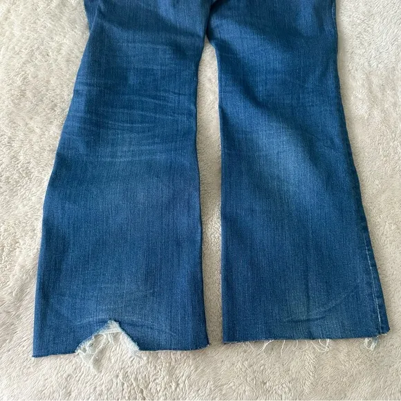 Madewell Cali Demi High Rise Button Front Cropped Distressed Jean in Bronson 28