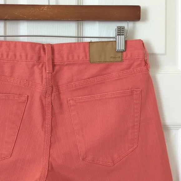 Madewell Classic Relaxed Mid Rise Cut Off Frayed Hem Jean Shorts Coral Pink 26