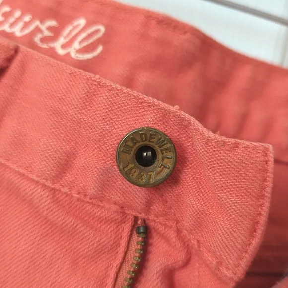 Madewell Classic Relaxed Mid Rise Cut Off Frayed Hem Jean Shorts Coral Pink 26