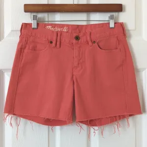 Madewell Classic Relaxed Mid Rise Cut Off Frayed Hem Jean Shorts Coral Pink 26