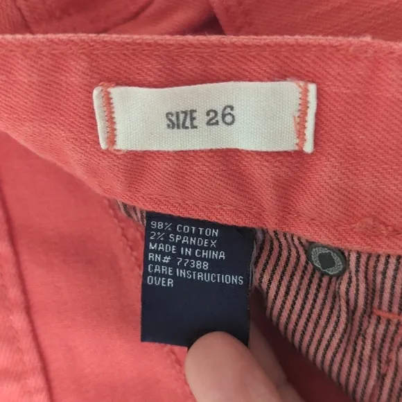 Madewell Classic Relaxed Mid Rise Cut Off Frayed Hem Jean Shorts Coral Pink 26