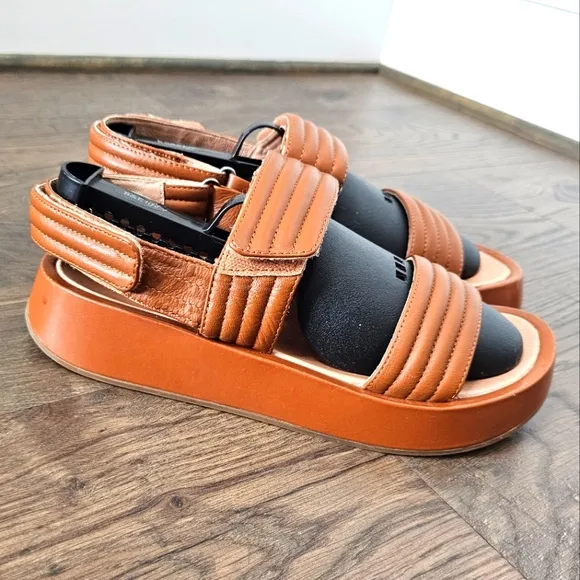 Madewell Emmalee Sandals Cognac Brown Leather Sz 7.5