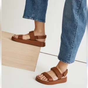 Madewell Emmalee Sandals Cognac Brown Leather Sz 7.5