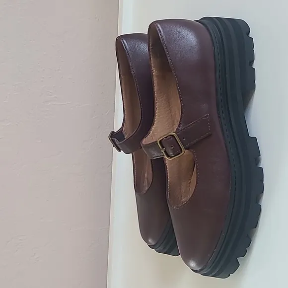 Madewell Freya Platform Lugsole Mary Jane Loafers Dark Cabernet Brown Size 7