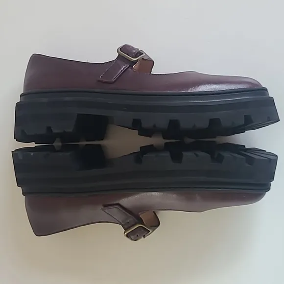 Madewell Freya Platform Lugsole Mary Jane Loafers Dark Cabernet Brown Size 7