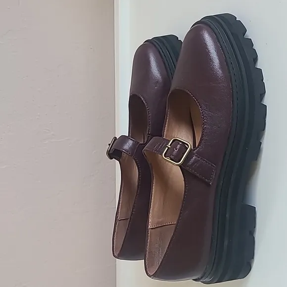 Madewell Freya Platform Lugsole Mary Jane Loafers Dark Cabernet Brown Size 7