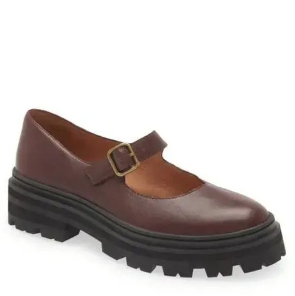 Madewell Freya Platform Lugsole Mary Jane Loafers Dark Cabernet Brown Size 7