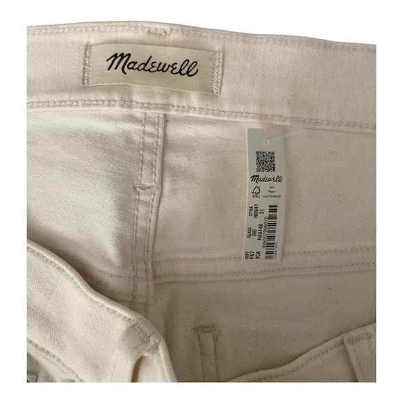 Madewell Kick Out Flare Jeans Size 31 NWT Ecru Raw Hem Full Length