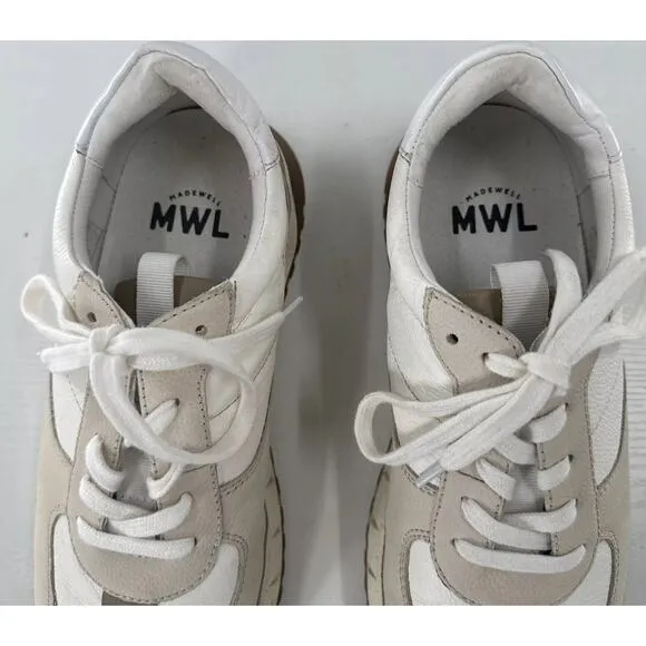 Madewell Kickoff Neutral Colorblock Trainer Leather Sneakers 8.5 W 7 M nwot $110