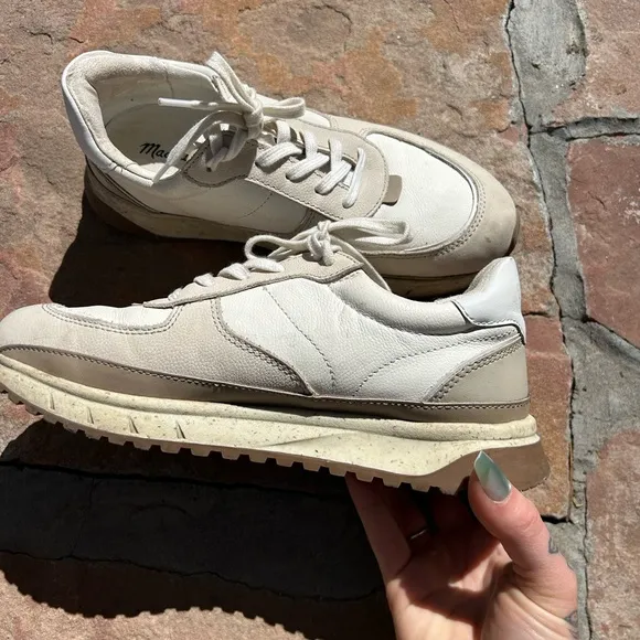 Madewell Kickoff Trainer Sneakers in Neutral Colorblock Leather size 8.5