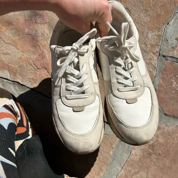 Madewell Kickoff Trainer Sneakers in Neutral Colorblock Leather size 8.5