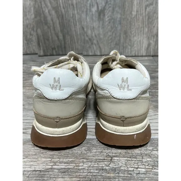 Madewell Kickoff Trainer Sneakers Nubuck Leather Suede Neutral White Cream 8.5