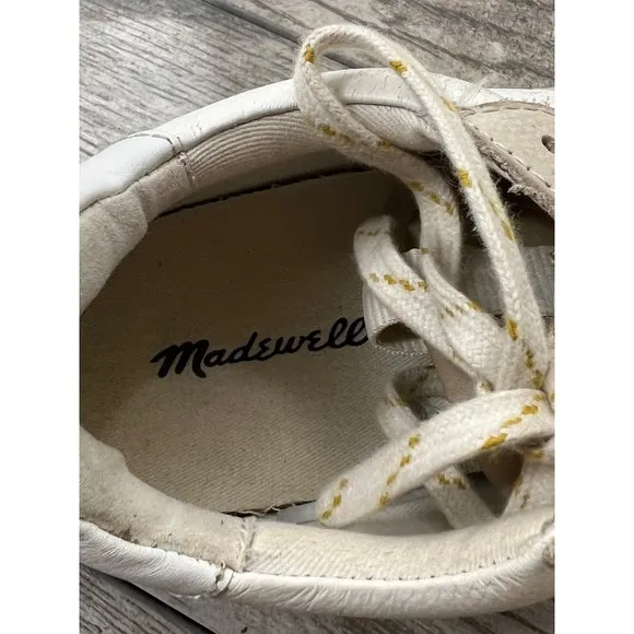 Madewell Kickoff Trainer Sneakers Nubuck Leather Suede Neutral White Cream 8.5