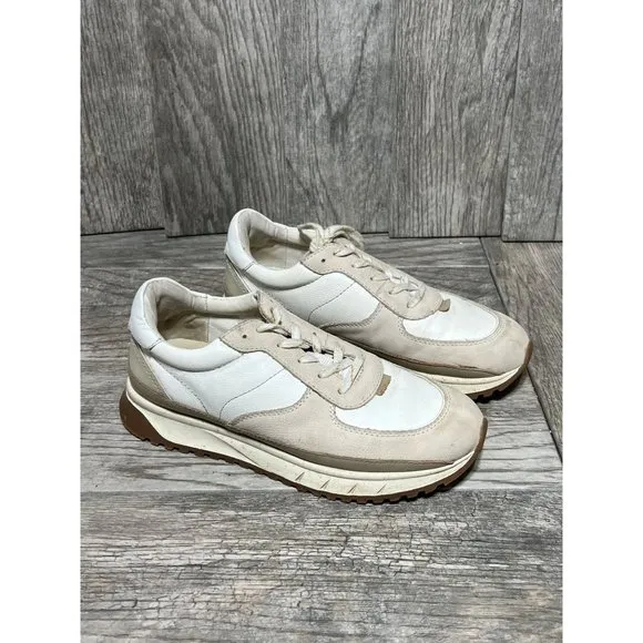 Madewell Kickoff Trainer Sneakers Nubuck Leather Suede Neutral White Cream 8.5
