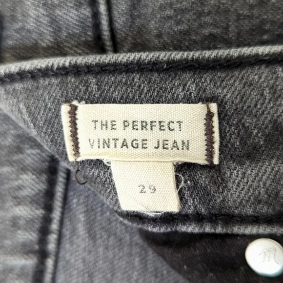 Madewell Perfect Vintage High Waisted Relaxed Tapered Leg Jeans Faded Black 29