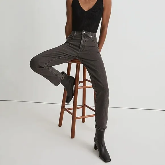 Madewell Perfect Vintage High Waisted Relaxed Tapered Leg Jeans Faded Black 29