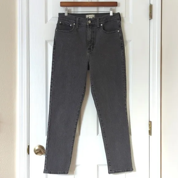 Madewell Perfect Vintage High Waisted Relaxed Tapered Leg Jeans Faded Black 29