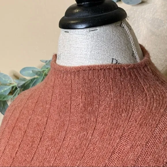 Madewell ~ Ribbed Mockneck Burnt Orange Sweater Dress in Coziest Yarn Size Large