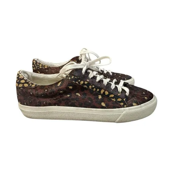 MADEWELL Sidewalk Low-Top Sneakers 8.5 Painted Leopard Colorblock Calf Hair