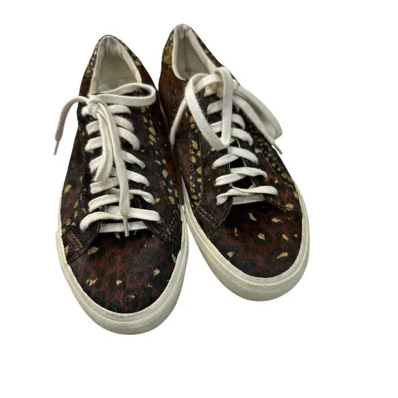 MADEWELL Sidewalk Low-Top Sneakers 8.5 Painted Leopard Colorblock Calf Hair
