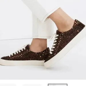 MADEWELL Sidewalk Low-Top Sneakers 8.5 Painted Leopard Colorblock Calf Hair