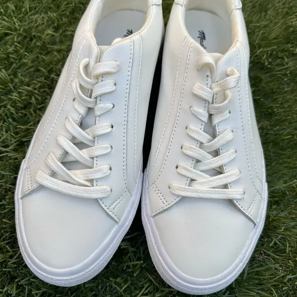 Madewell Sidewalk Low-Top Sneakers in White Leather Pale Parchment Size 8.5 NWT