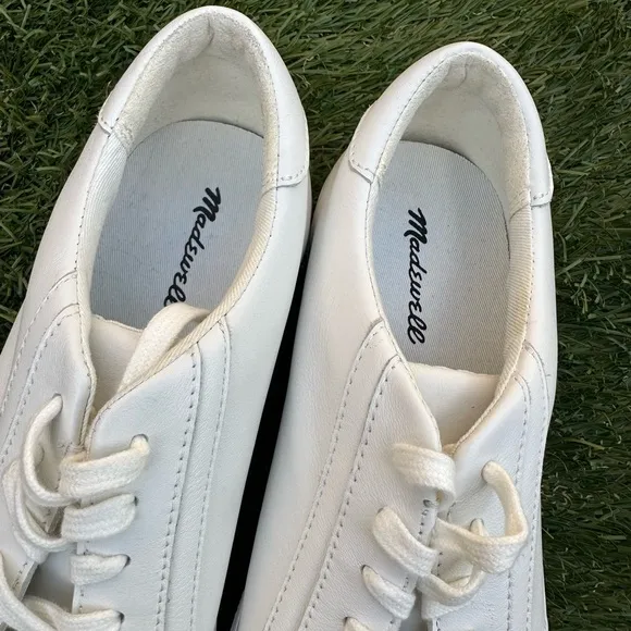 Madewell Sidewalk Low-Top Sneakers in White Leather Pale Parchment Size 8.5 NWT