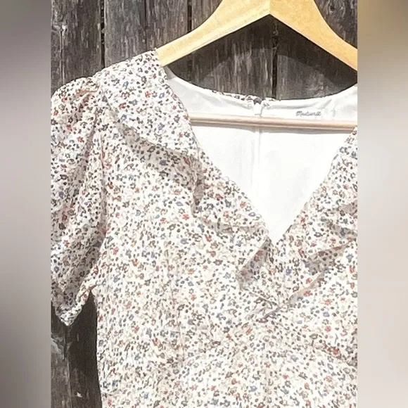 Madewell Silk Ruffle-Neck Mini Dress