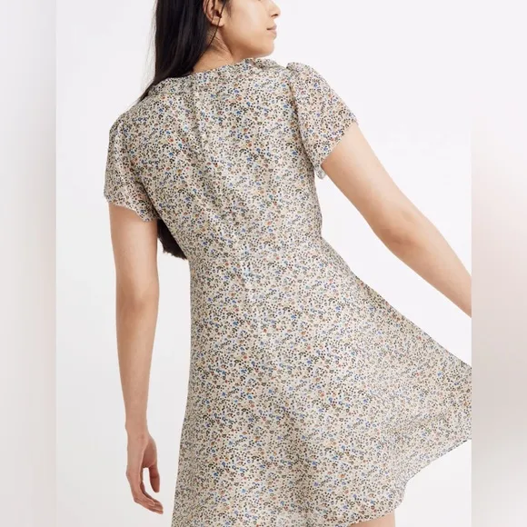 Madewell Silk Ruffle-Neck Mini Dress