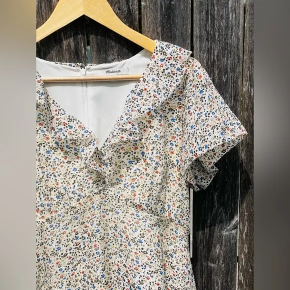Madewell Silk Ruffle-Neck Mini Dress